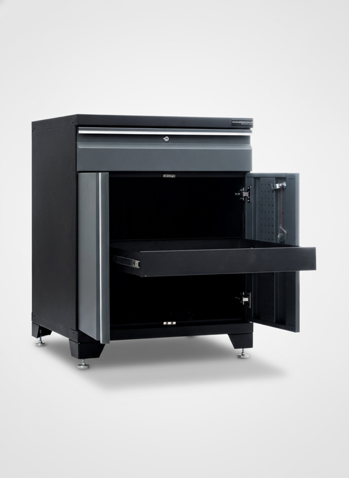 Verktygsskåp med 1 låda och dörrar - Grå, PRO - Bild 2