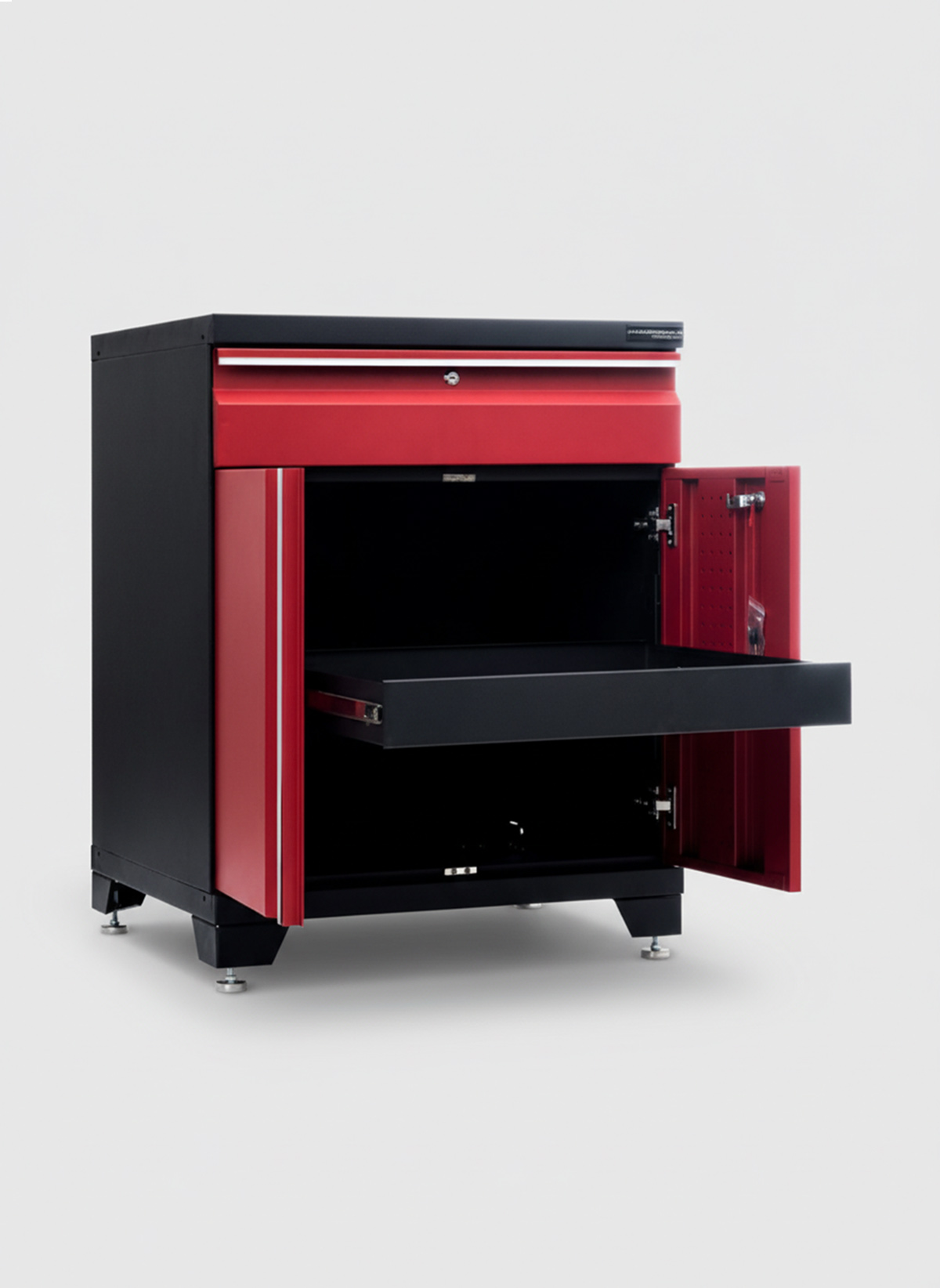 Verktygsskåp med 1 låda och dörrar - Röd, PRO - Bild 2