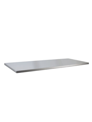 En rak rektangulär Bänkskiva rostfri 213cm PRO SERIES, med en metallisk silverfinish, visas mot en vit bakgrund, vilket framhäver dess släta, reflekterande yta och rena, skarpa kanter.