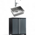 Förvaringsskåp + diskho / blandare - Grå, PRO