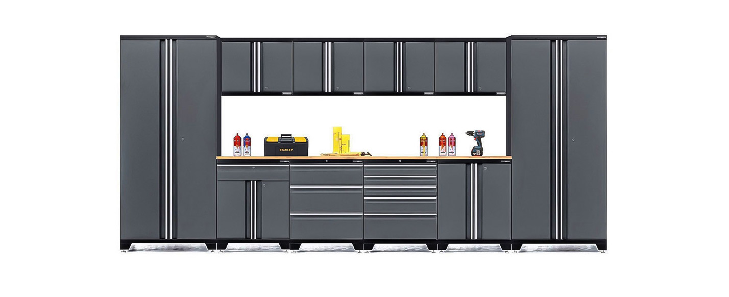 Garageinredning stor kombination i grå