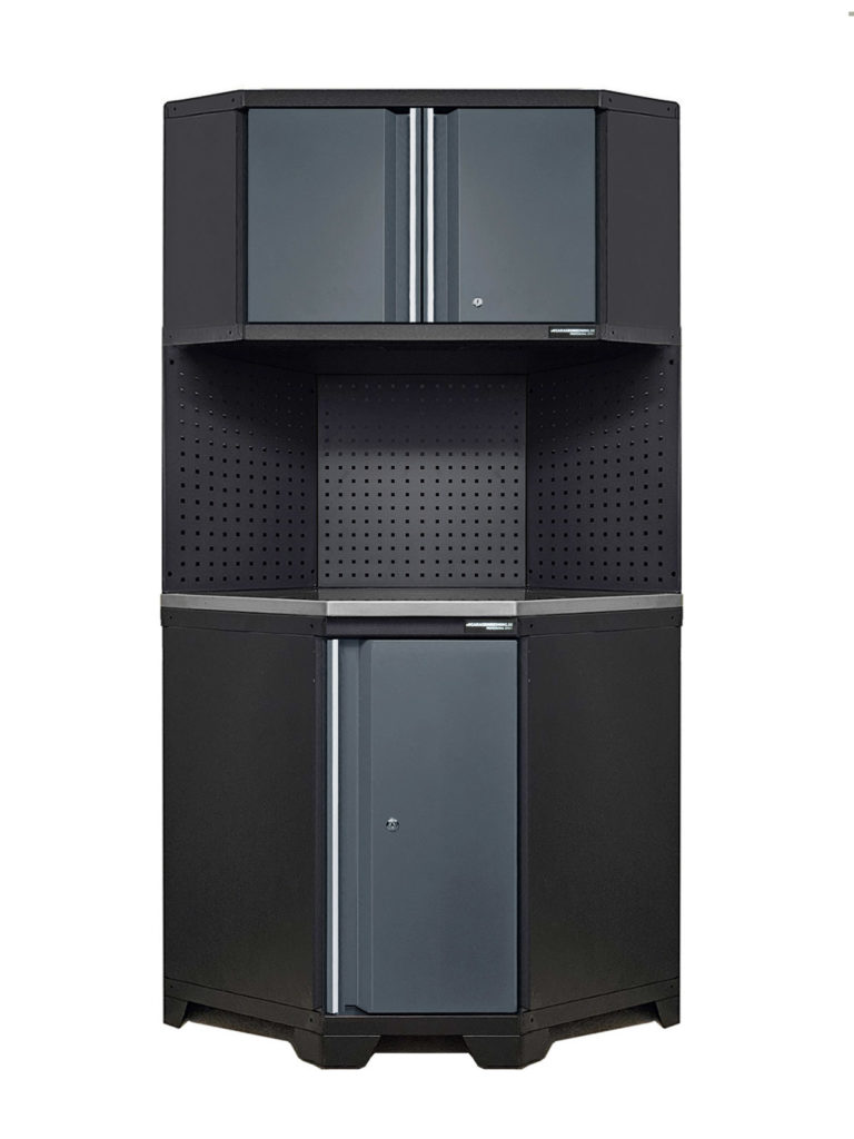 Garageinredning hörndel i grå färg