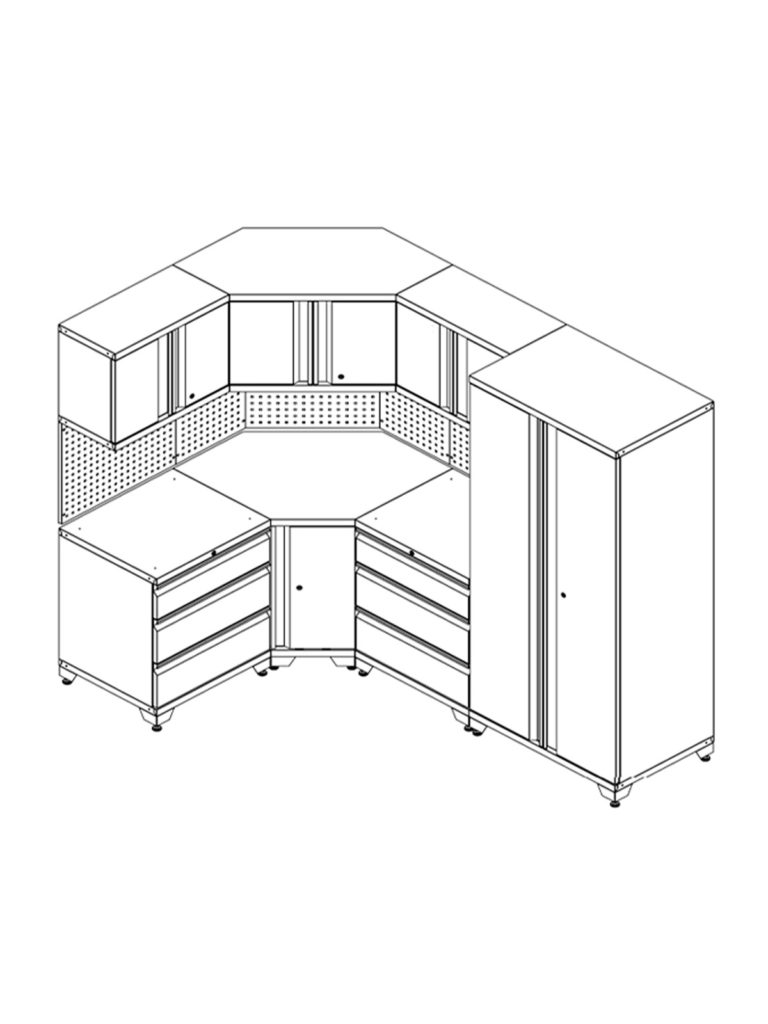 Ritning på en kombination av garageinredning