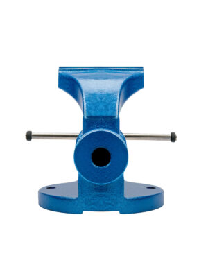 Blått skruvstäd framifrån