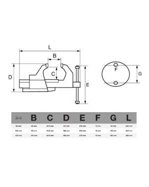 Skruvstäd måttritning