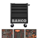 Verktygsvagn E72 med 5 lådor svart + 140 delar verktyg, BAHCO