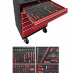 Verktygsvagn med 6 lådor röd, PRO + 176 delar verktyg