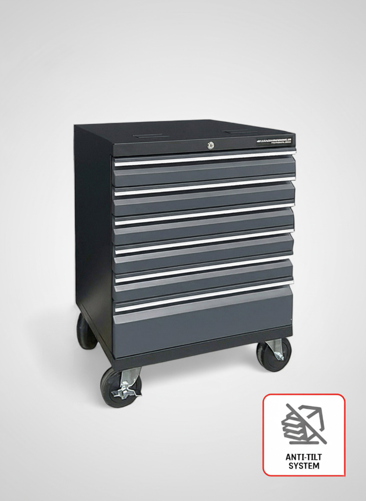 Verktygsvagn med 6 lådor Anti-Tilt Protection - Grå, PRO