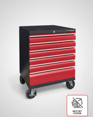 Verktygsvagn med 6 lådor Anti-Tilt Protection - Röd, PRO