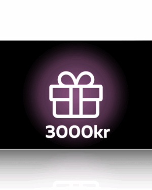 Ett digitalt presentkort från GARAGEINREDNING.SE med en svart bakgrund med en vit presentförpackningsikon i mitten och 