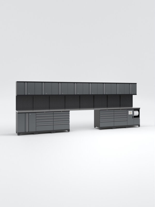 Garageinredning med 14 delar – set 4, grå, PRO
