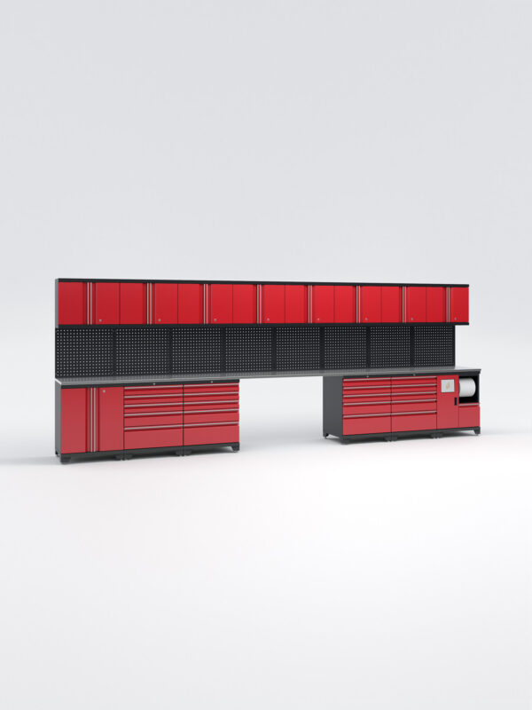 Garageinredning med 14 delar – set 4, röd, PRO