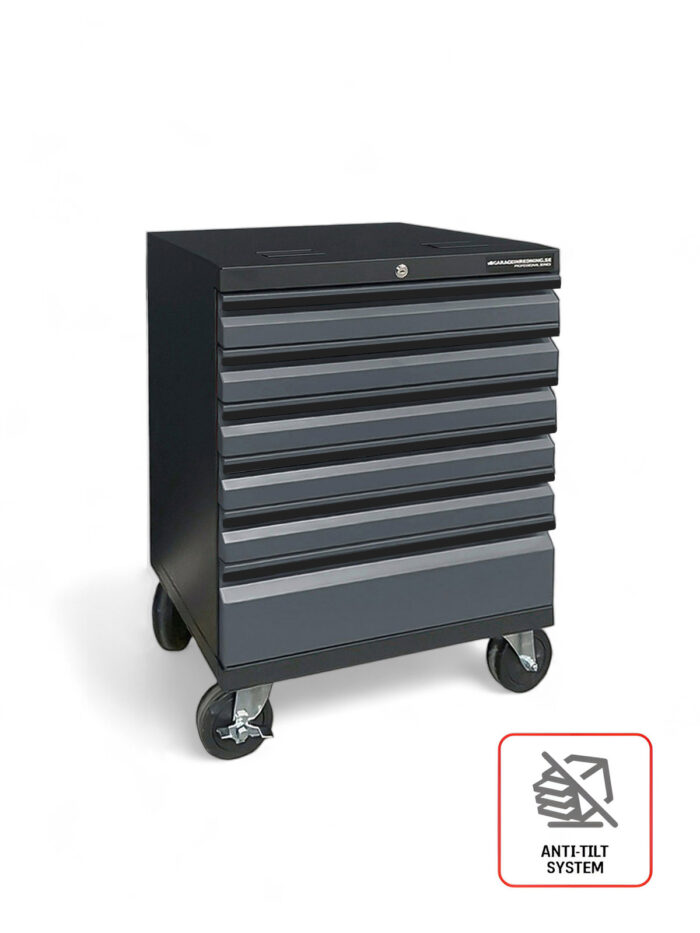 Verktygsvagn 6 lådor Anti-Tilt Protection Black edition – Grå, PRO