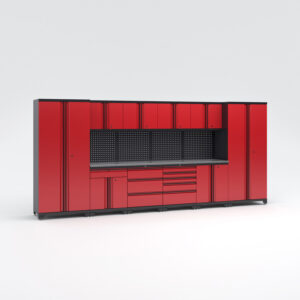 Garageinredning med 10 delar - set 1, Black edition - Röd, PRO