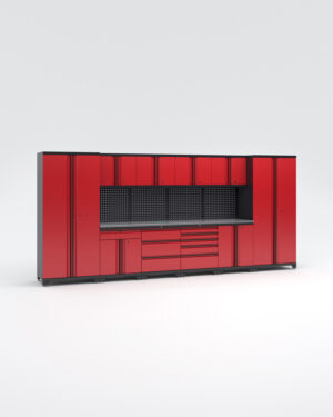 Garageinredning med 10 delar - set 1, Black edition - Röd, PRO