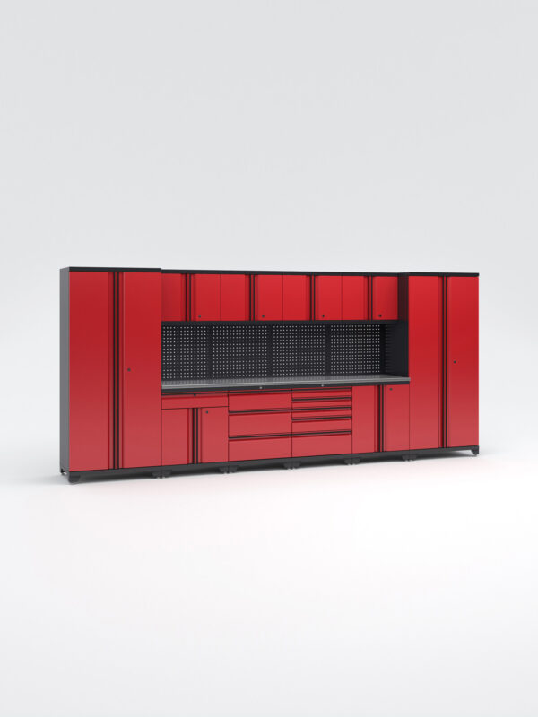 Garageinredning med 10 delar - set 1, Black edition - Röd, PRO