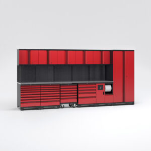 Garageinredning med 11 delar – set 1, Black edition - Röd, PRO