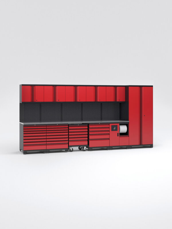 Garageinredning med 11 delar – set 1, Black edition - Röd, PRO