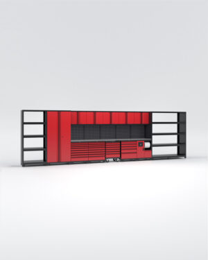 Garageinredning med 13 delar – set 1, Black edition - Röd, PRO