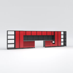 Garageinredning med 14 delar - set 2, Black edition - Röd, PRO