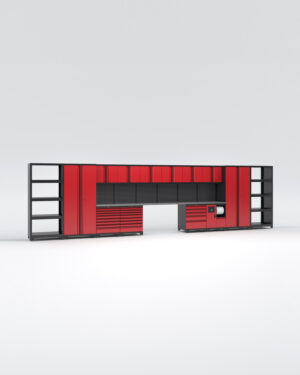 Garageinredning med 14 delar - set 2, Black edition - Röd, PRO