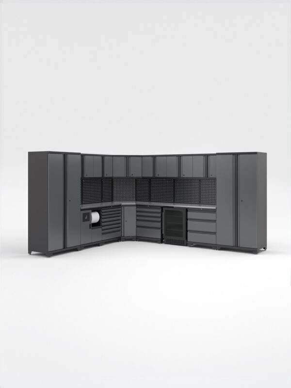Garageinredning med 14 delar – set 3, Black edition - Grå, PRO