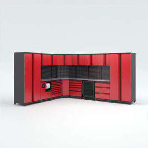 Garageinredning med 14 delar – set 3, Black edition - Röd, PRO