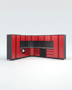 Garageinredning med 14 delar – set 3, Black edition - Röd, PRO