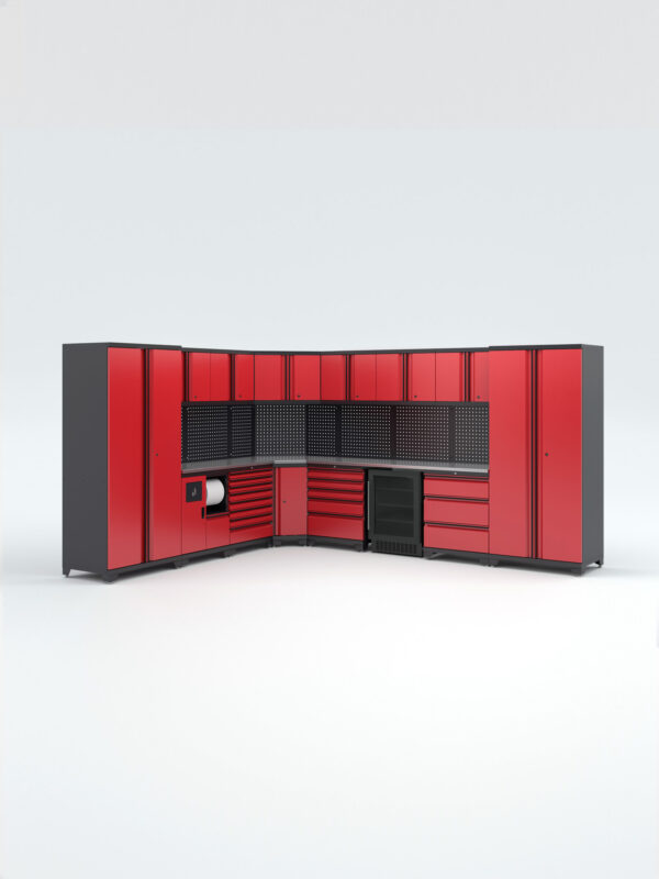 Garageinredning med 14 delar – set 3, Black edition - Röd, PRO