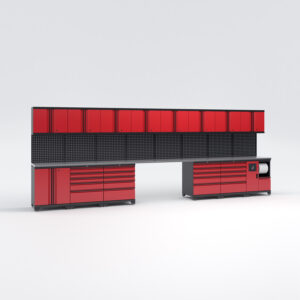 Garageinredning med 14 delar – set 4, Black edition - Röd, PRO
