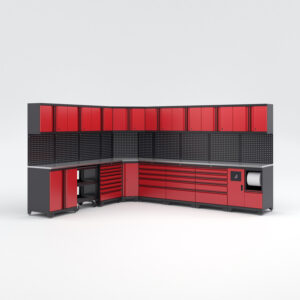 Garageinredning med 16 delar – set 1, Black edition - Röd, PRO