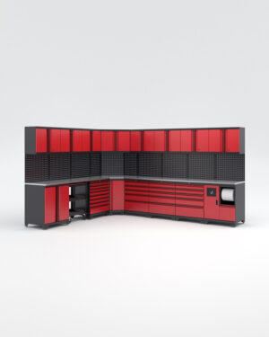 Garageinredning med 16 delar – set 1, Black edition - Röd, PRO