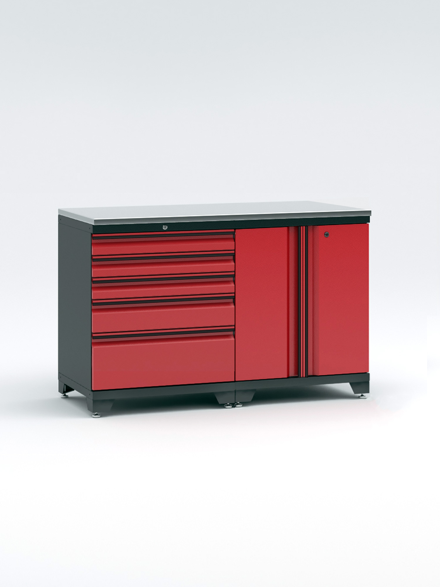Garageinredning med 2 delar – set 1, Black edition – Röd, PRO