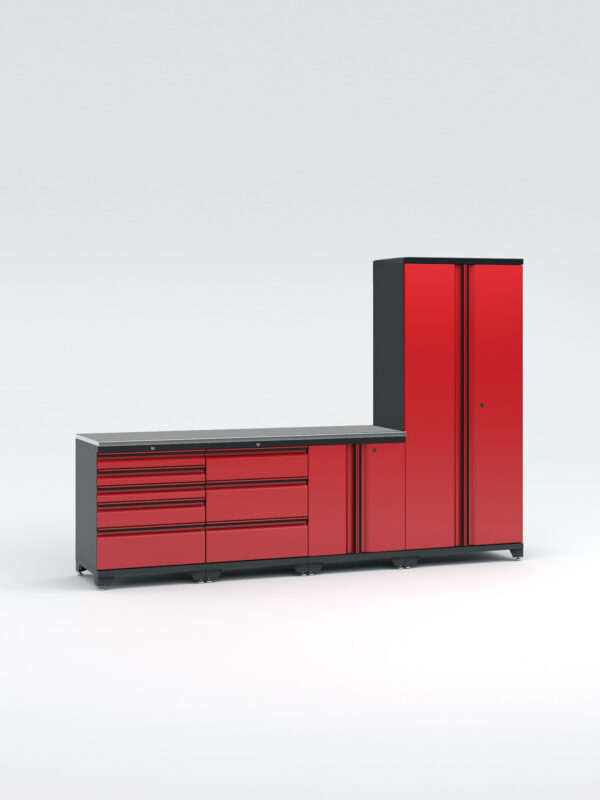 Garageinredning med 4 delar - set 1, Black edition - Röd, PRO