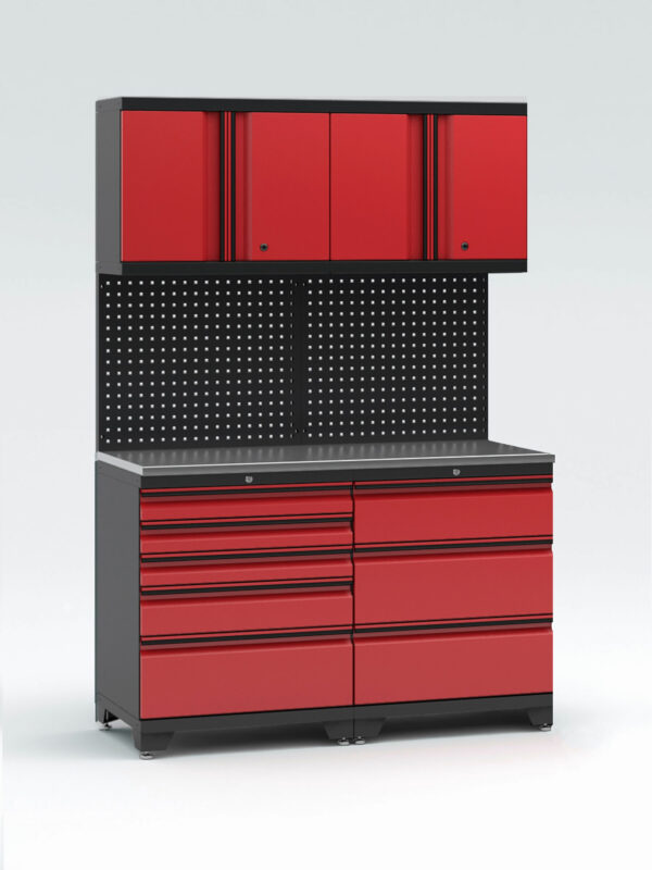 Garageinredning med 4 delar - set 2, Black edition - röd, PRO