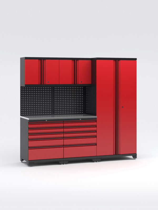 Garageinredning med 5 delar - set 1, Black edition - Röd, PRO