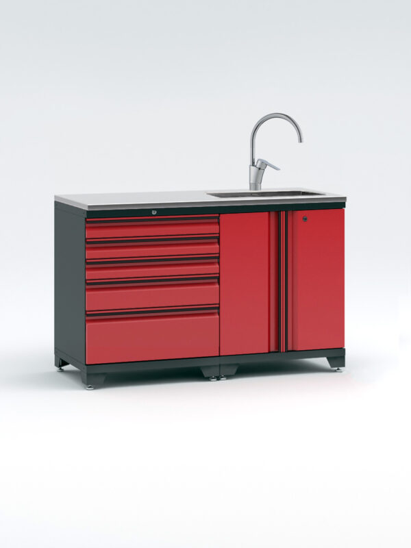 Garageinredning med 5 delar - set 2, Black edition - Röd, PRO