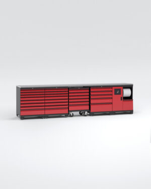 Garageinredning med 5 delar – set 3, Black edition - Röd, PRO