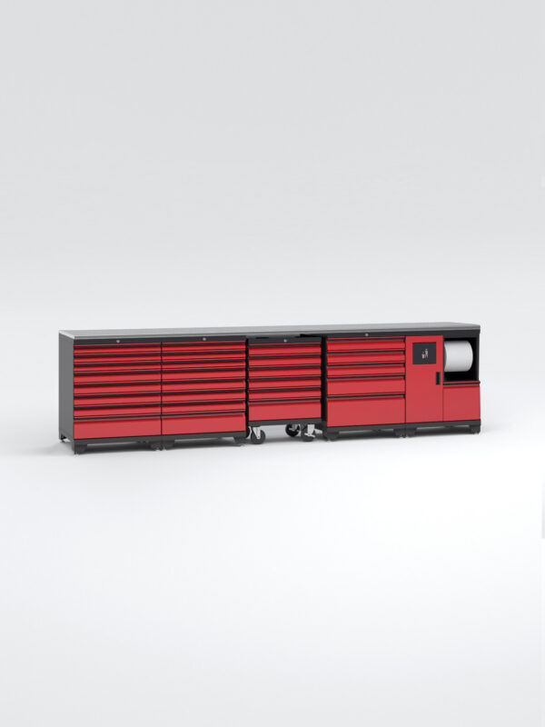 Garageinredning med 5 delar – set 3, Black edition - Röd, PRO