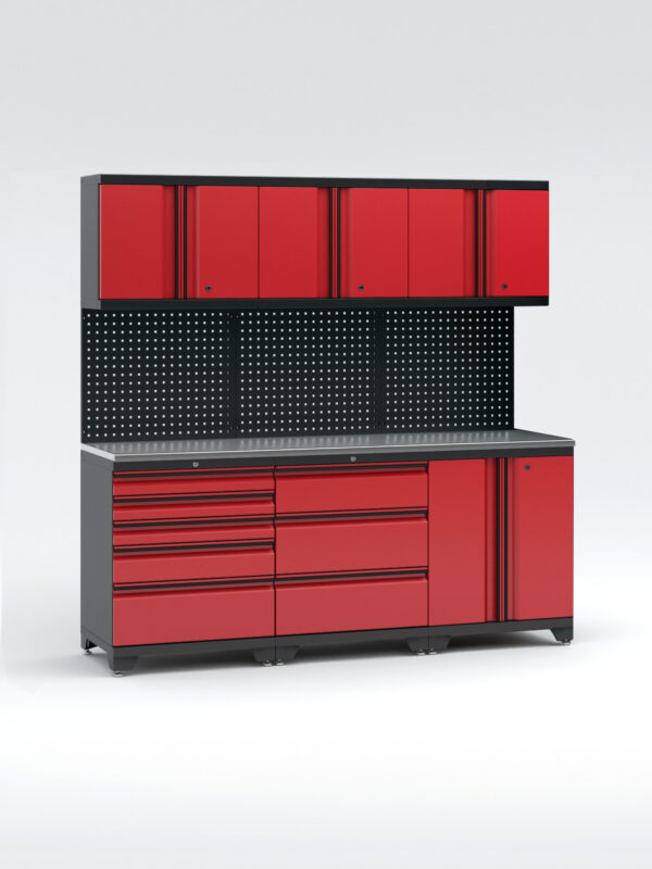 Garageinredning med 6 delar - set 1, Black edition - Röd, PRO