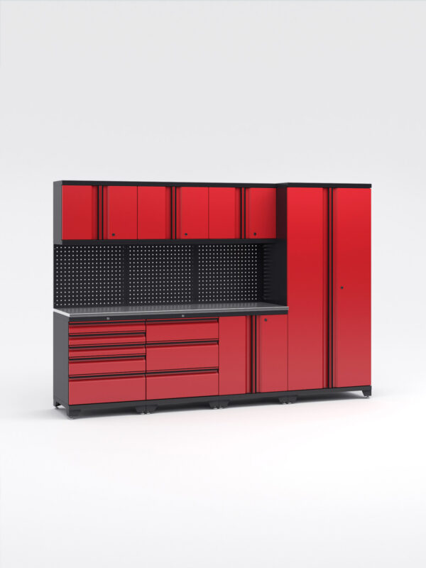 Garageinredning med 7 delar - set 1, Black edition - Röd, PRO
