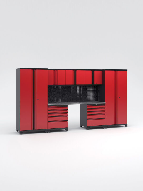Garageinredning med 7 delar - set 2, Black edition - Röd, PRO