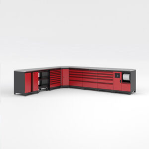 Garageinredning med 8 delar – set 1, Black edition - Röd, PRO