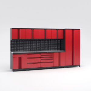 Garageinredning med 9 delar - set 2, Black edition - Röd, PRO