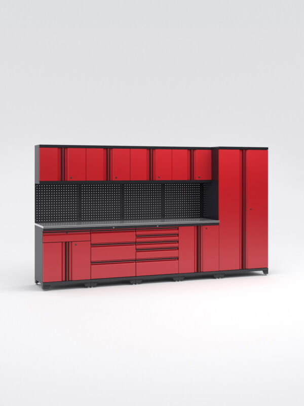 Garageinredning med 9 delar - set 2, Black edition - Röd, PRO