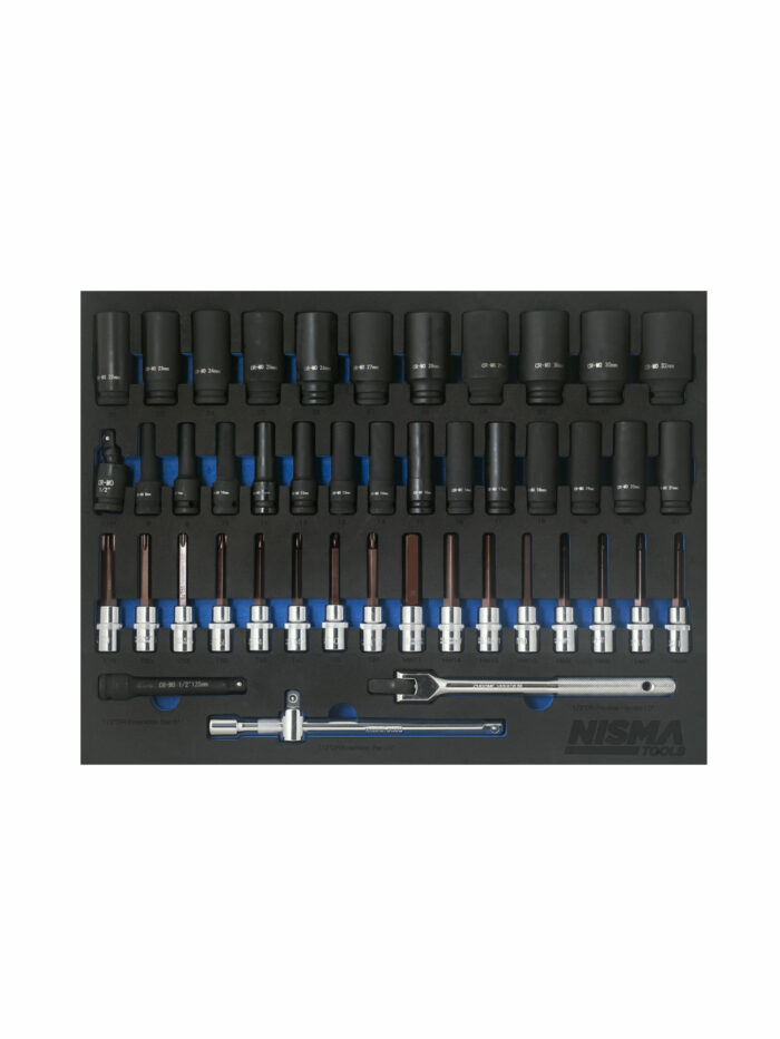 Verktygssats krafthylsor / bitshylsor 46 delar Nisma tools