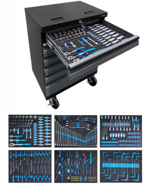 Verktygsvagn med 6 lådor Black edition - Grå, PRO + 273 delar verktyg