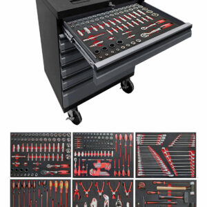 Verktygsvagn med 6 lådor Black edition - Grå, PRO + 275 delar verktyg