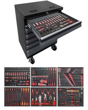 Verktygsvagn med 6 lådor Black edition - Grå, PRO + 275 delar verktyg