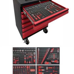 Verktygsvagn med 6 lådor Black edition - Röd, PRO + 176 delar verktyg